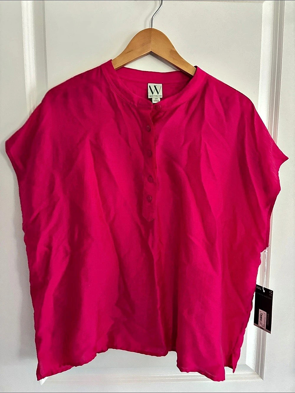 Worthington Pink Button Front Blouse NWT